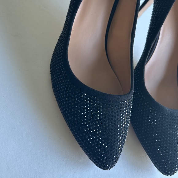 INC International Concepts Black Fabric Black Glitter Dots Almond Toe Pumps sz 8 - Picture 7 of 15